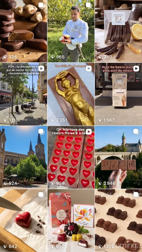 Feed Instagram de la Chocolaterie RG — direction éditoriale Le Bureau