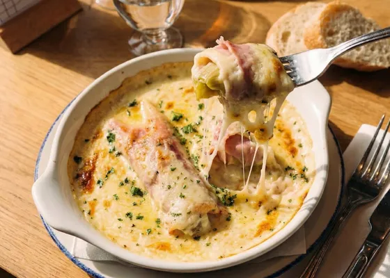 Endives au jambon gratinées Restaurants Crocodile