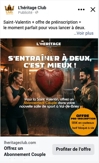 Pub Meta Saint-Valentin — Abonnement Couple L'Héritage Club