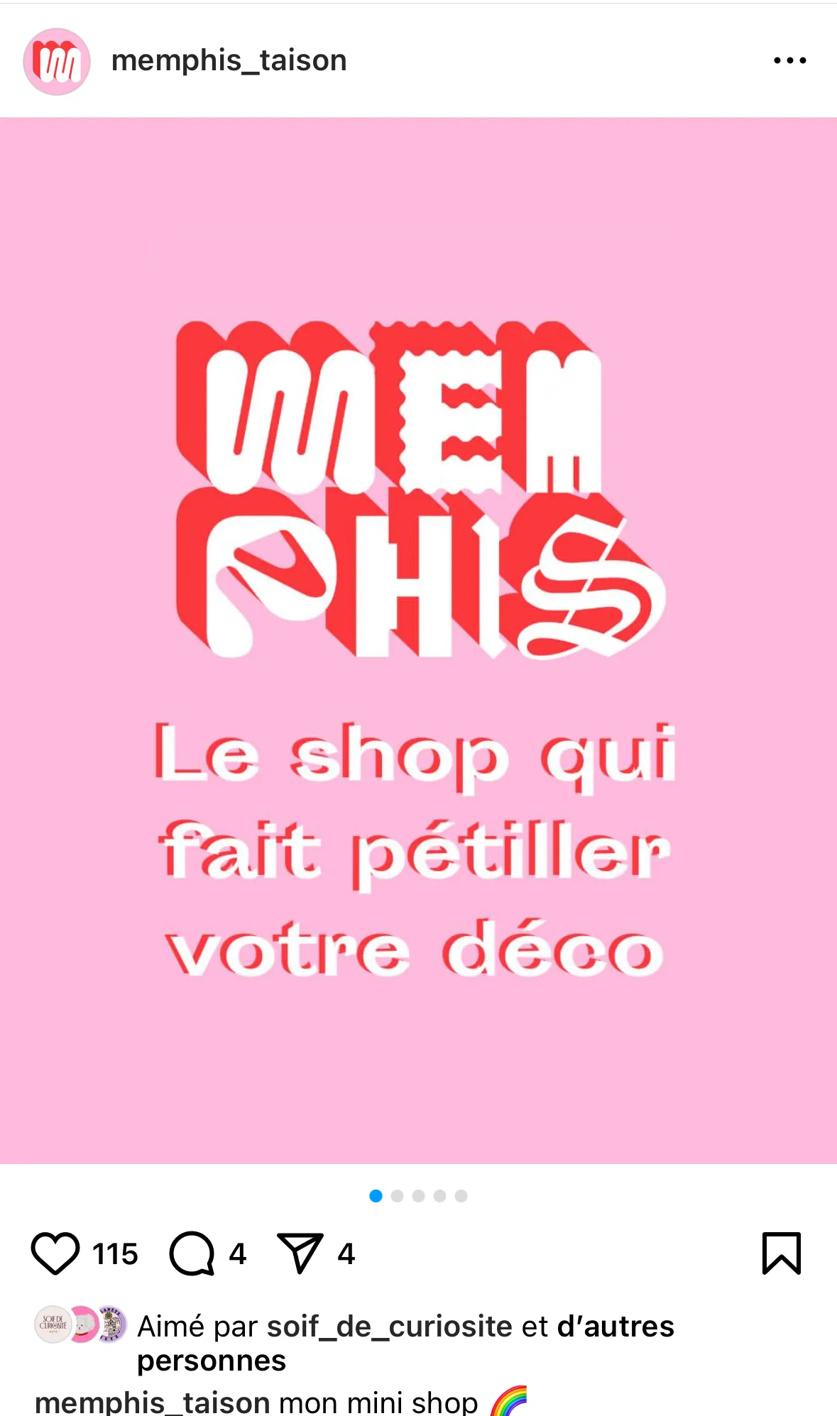 Memphis — post Instagram boutique déco Metz