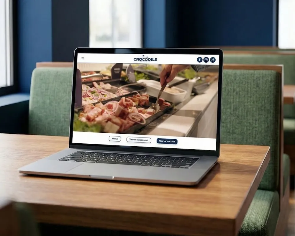 Mockup site Restaurants Crocodile sur laptop